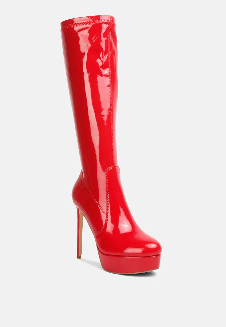 Shawtie High Heel Stretch Patent Calf Boots By Ruw