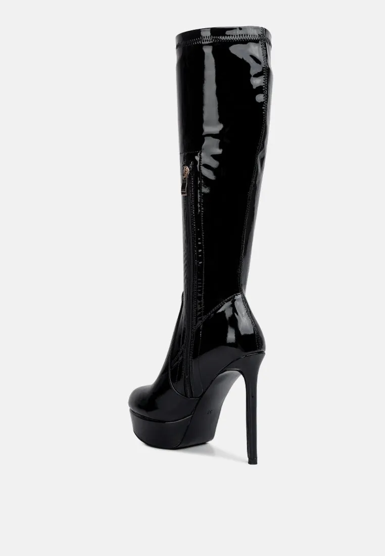 Shawtie High Heel Stretch Patent Calf Boots By Ruw