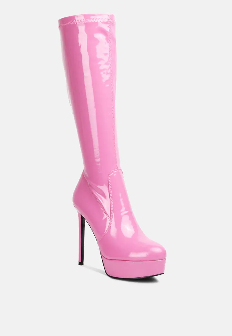Shawtie High Heel Stretch Patent Calf Boots By Ruw