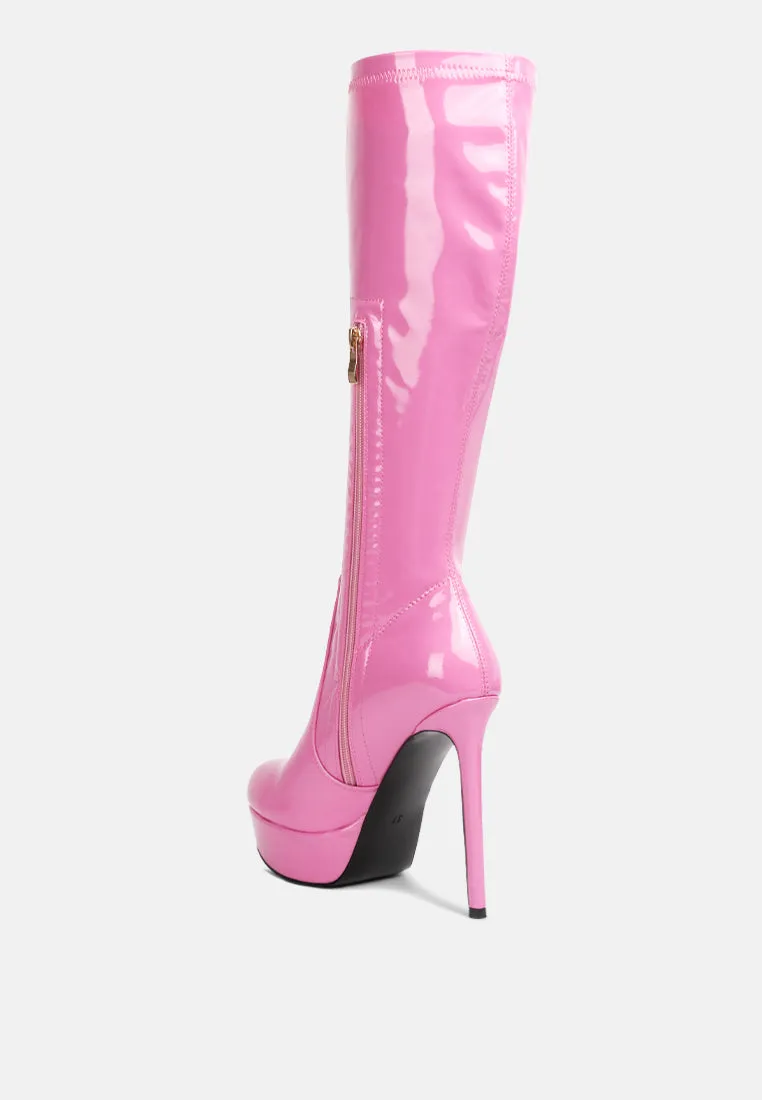 Shawtie High Heel Stretch Patent Calf Boots By Ruw