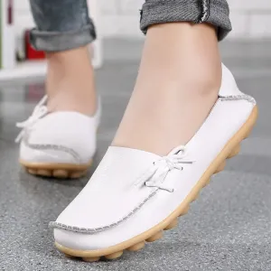 Shoes Women Moccasins Flats  Woman Loafers Genuine Leather Female Shoes Slip On Ballet Nurse