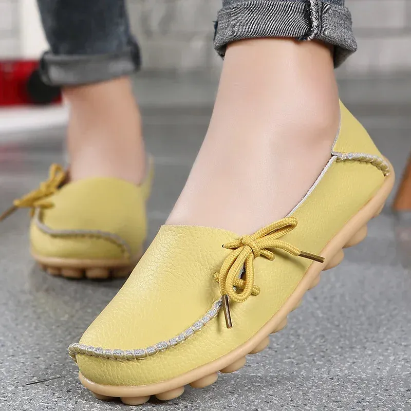 Shoes Women Moccasins Flats  Woman Loafers Genuine Leather Female Shoes Slip On Ballet Nurse