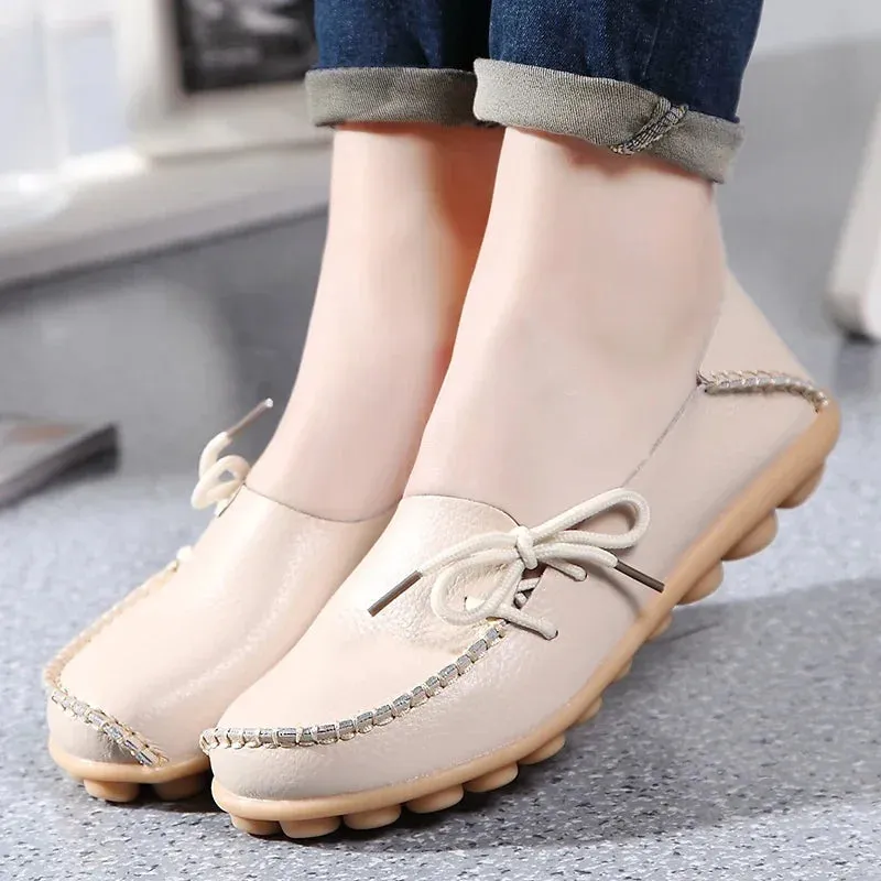Shoes Women Moccasins Flats  Woman Loafers Genuine Leather Female Shoes Slip On Ballet Nurse