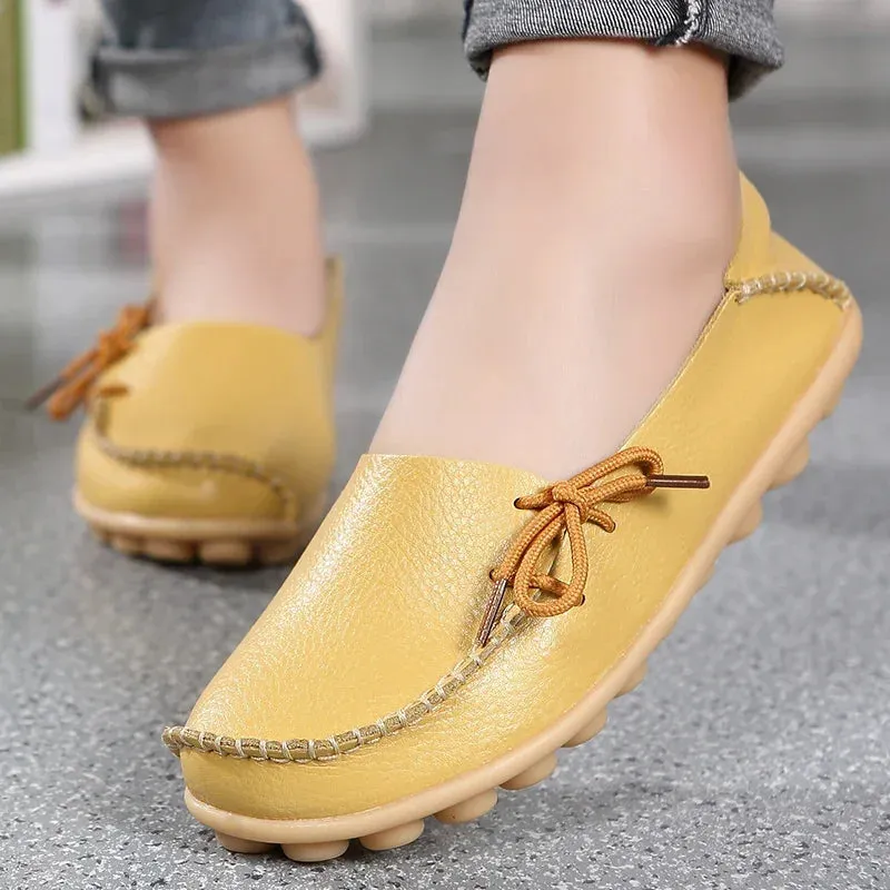 Shoes Women Moccasins Flats  Woman Loafers Genuine Leather Female Shoes Slip On Ballet Nurse