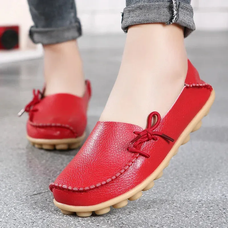 Shoes Women Moccasins Flats  Woman Loafers Genuine Leather Female Shoes Slip On Ballet Nurse