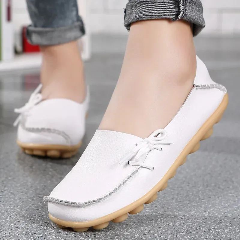 Shoes Women Moccasins Flats  Woman Loafers Genuine Leather Female Shoes Slip On Ballet Nurse