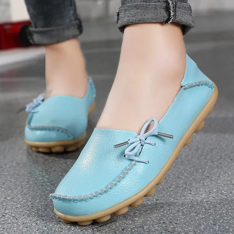 Shoes Women Moccasins Flats  Woman Loafers Genuine Leather Female Shoes Slip On Ballet Nurse