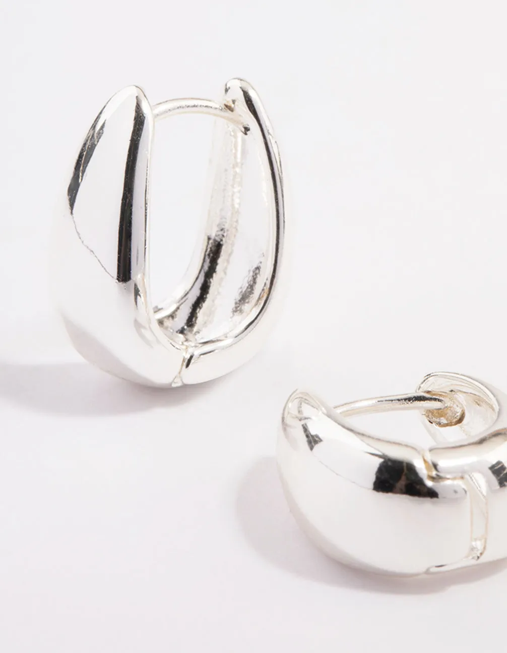 Silver Plated Bold Taper Hoop Earrings