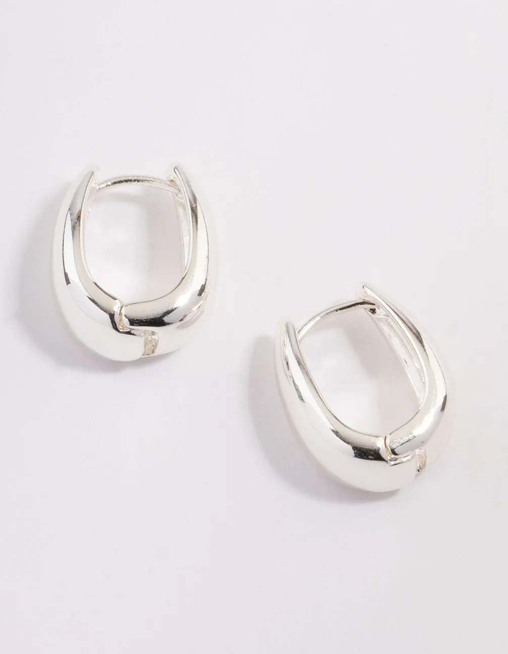 Silver Plated Bold Taper Hoop Earrings