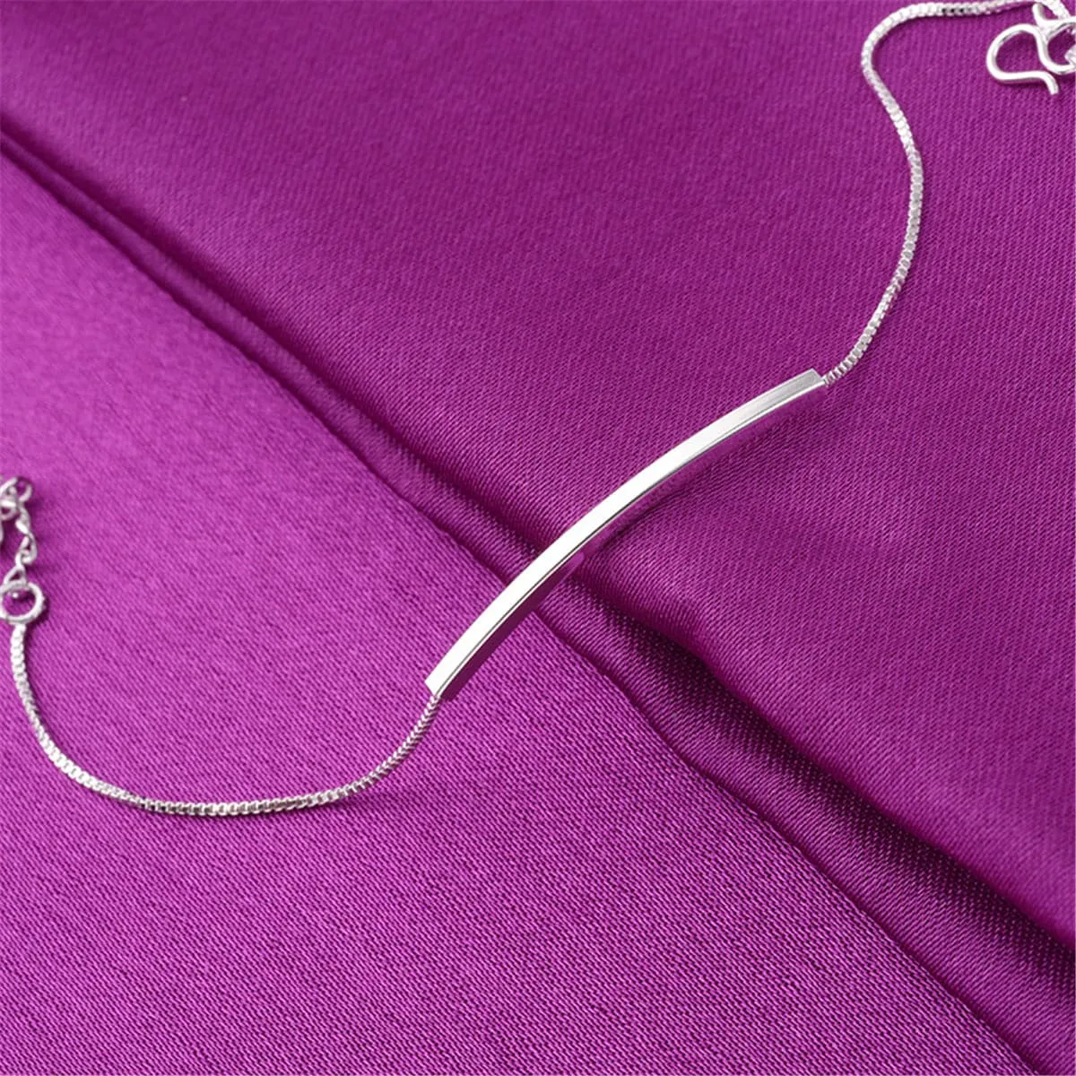 Silver-Plated Curved Bar Anklet