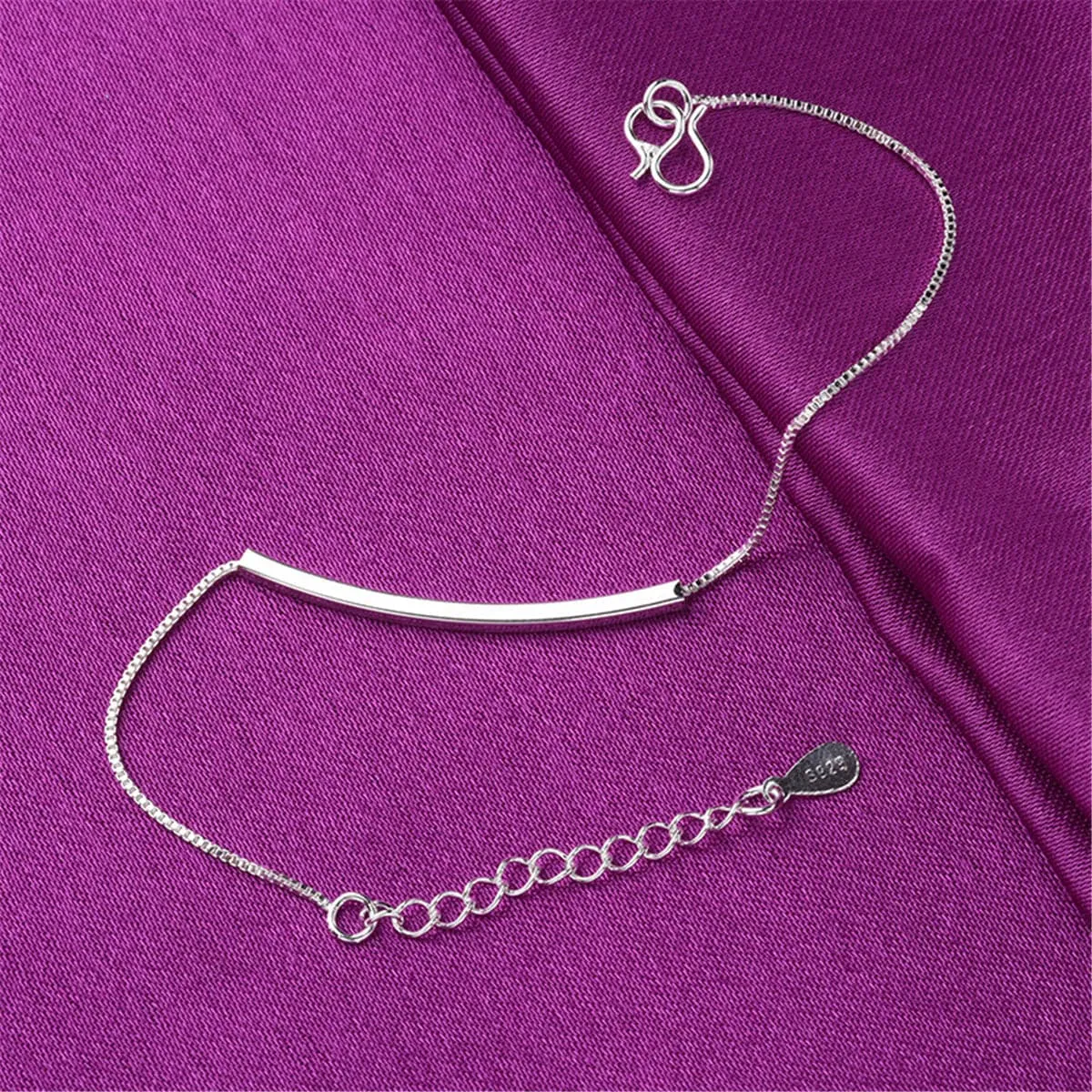 Silver-Plated Curved Bar Anklet