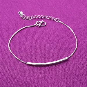 Silver-Plated Curved Bar Anklet