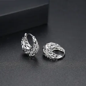 Silver-Plated Filigree Huggie Earrings