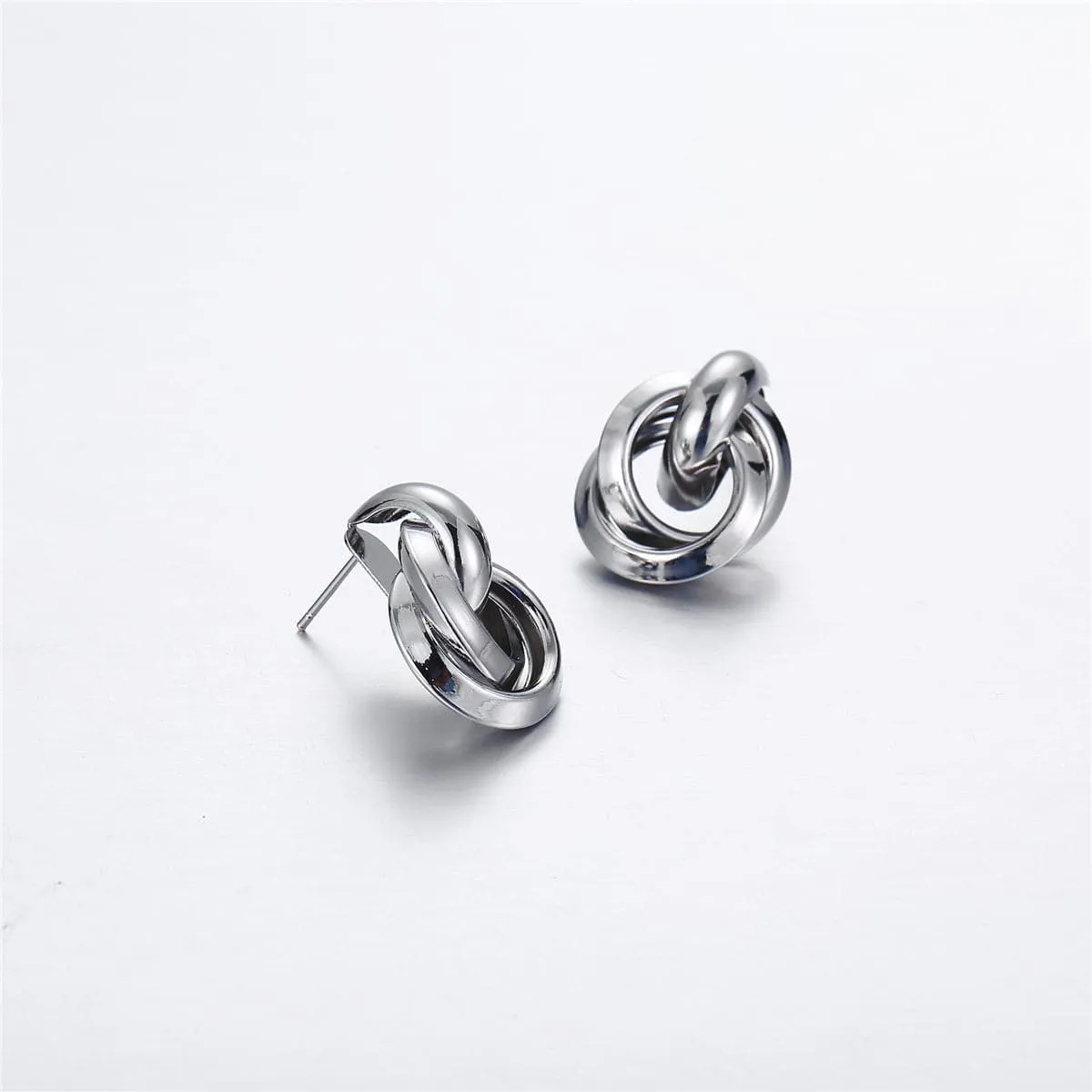 Silver-Plated Knot Drop Earrings