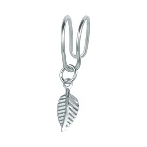 Silver-Plated Leaf Charm Ear Cuff