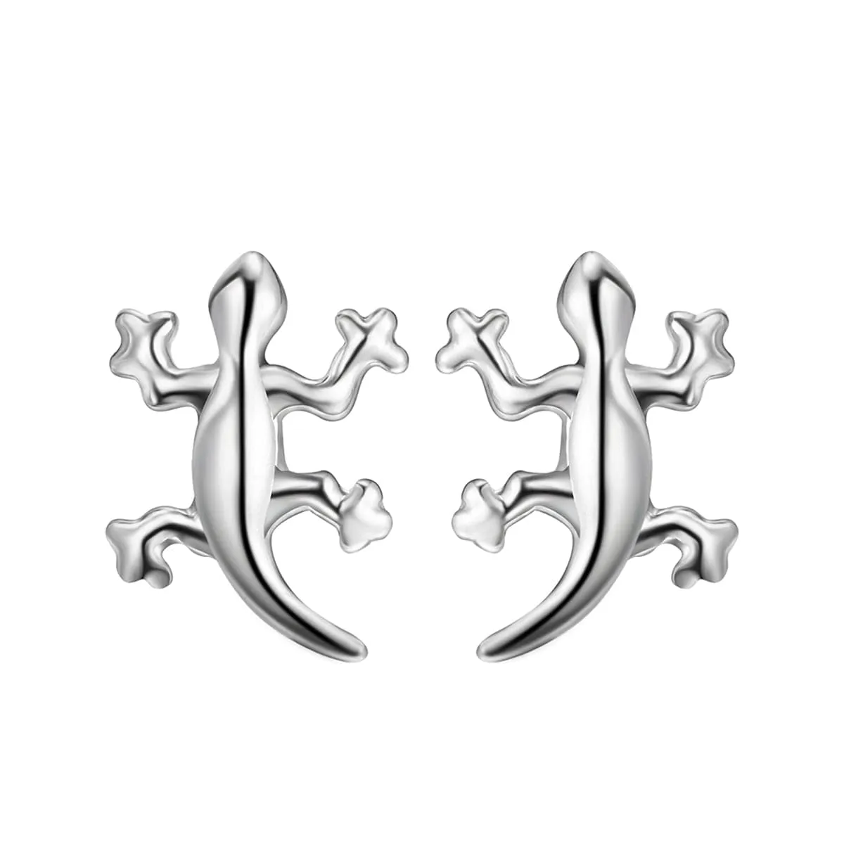 Silver-Plated Lizard Stud Earrings