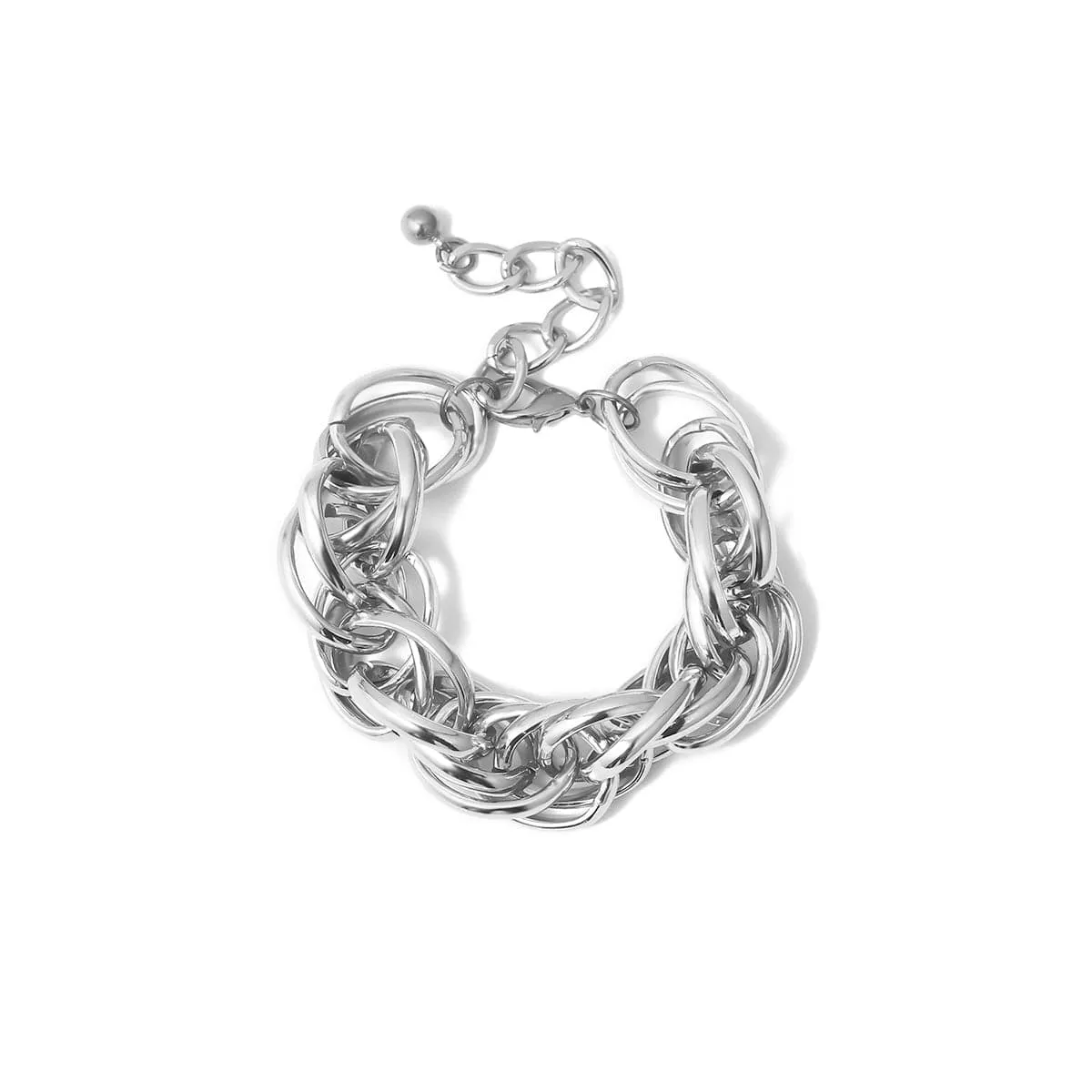 Silver-Plated Overlapping Chain Link Bracelet
