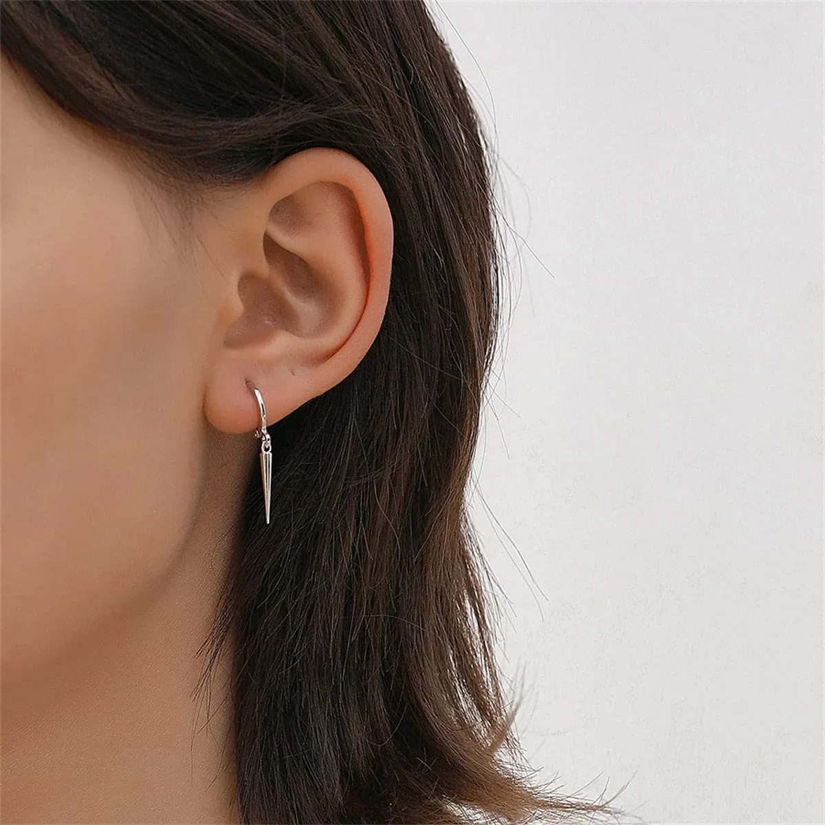 Silver-Plated Spike Huggie Earrings
