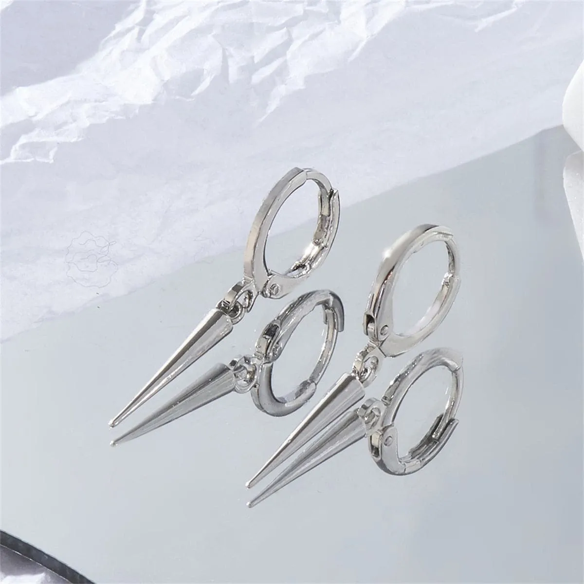 Silver-Plated Spike Huggie Earrings