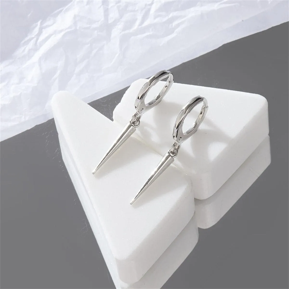 Silver-Plated Spike Huggie Earrings