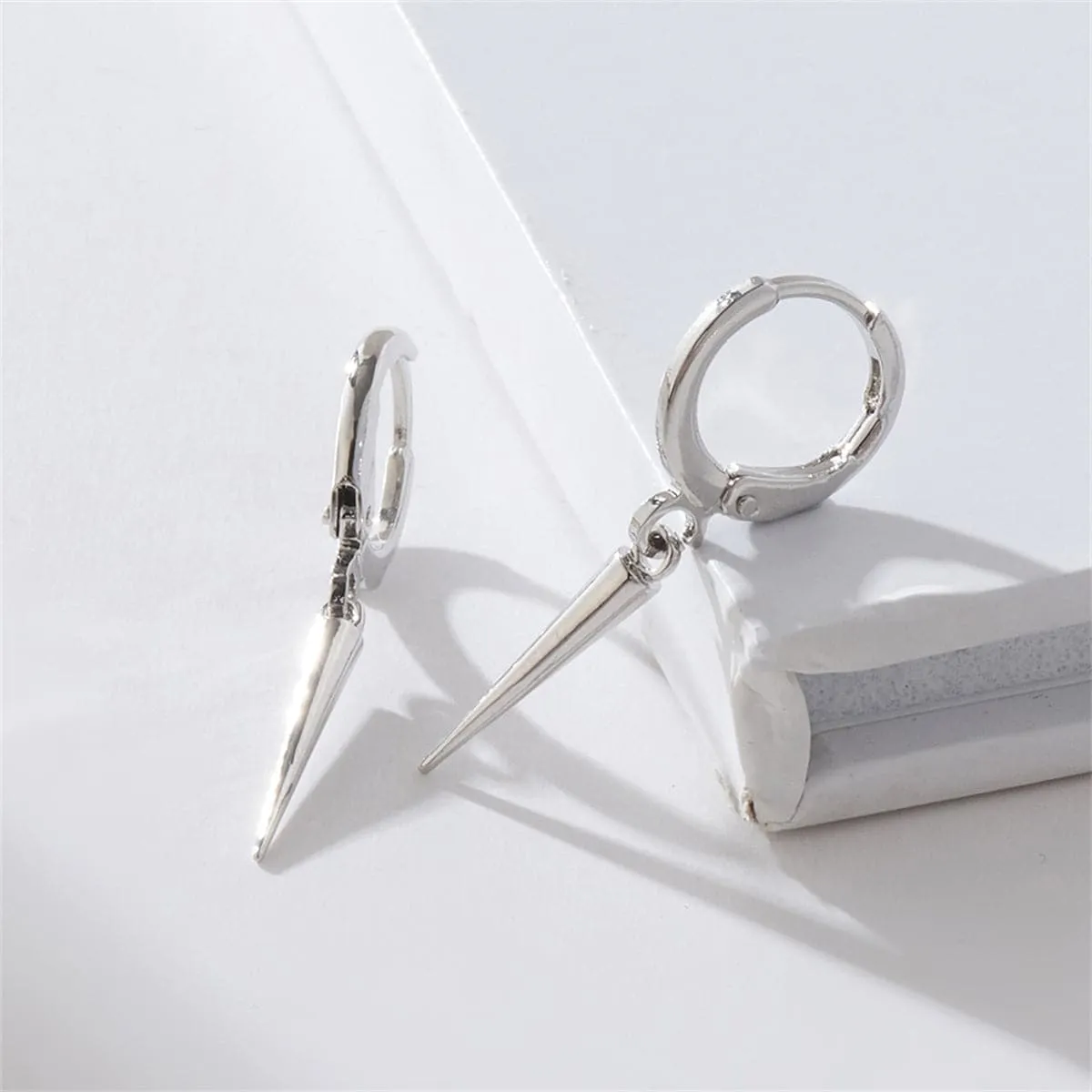 Silver-Plated Spike Huggie Earrings