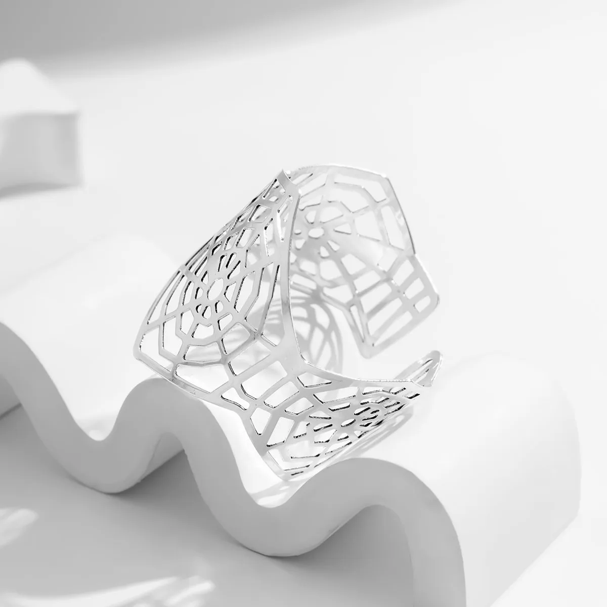 Silver-Plated Web Cuff Bracelet