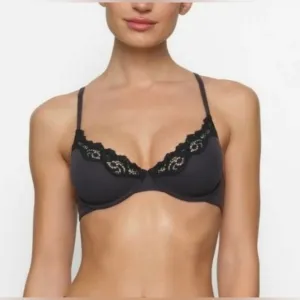 Skims Fits Everybody Lace Underwire Bra color Onyx size 34C NWT