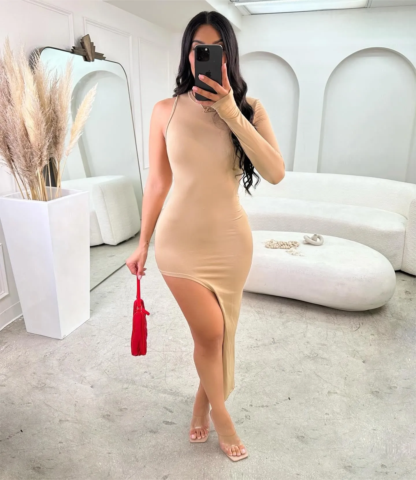 Sleek Ribbed Bodycon Slit Long Dress for Sexy and Sophisticated Style