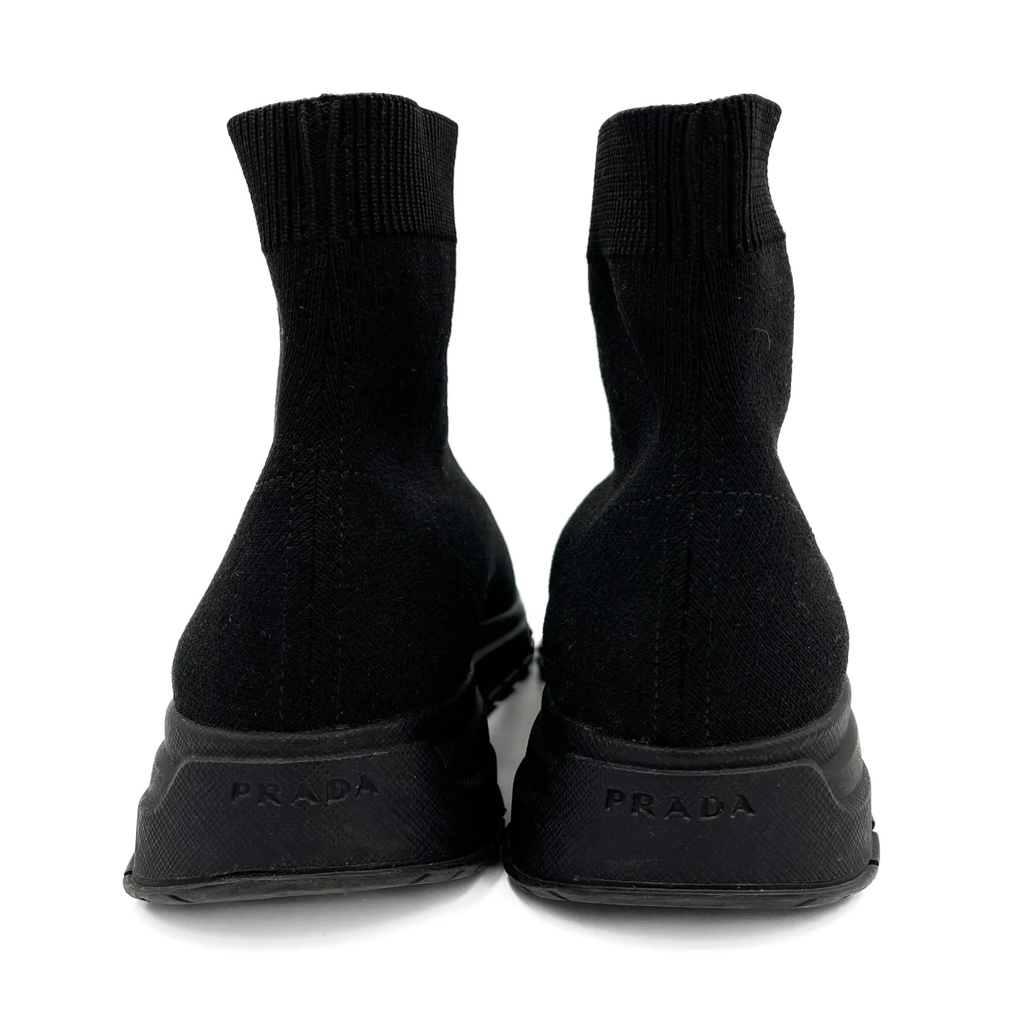 Sock-Style Fabric Platform Boots 38 Black