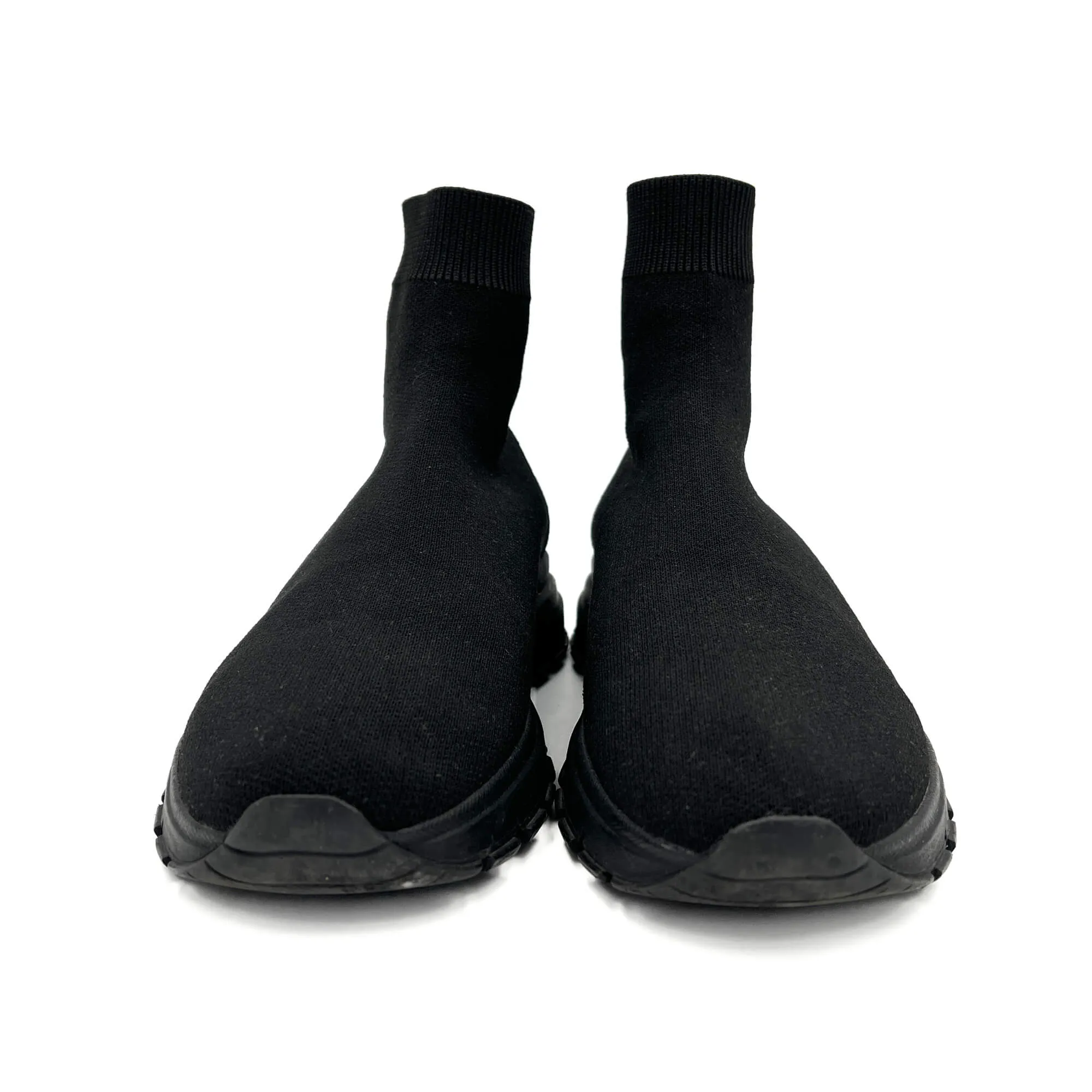 Sock-Style Fabric Platform Boots 38 Black