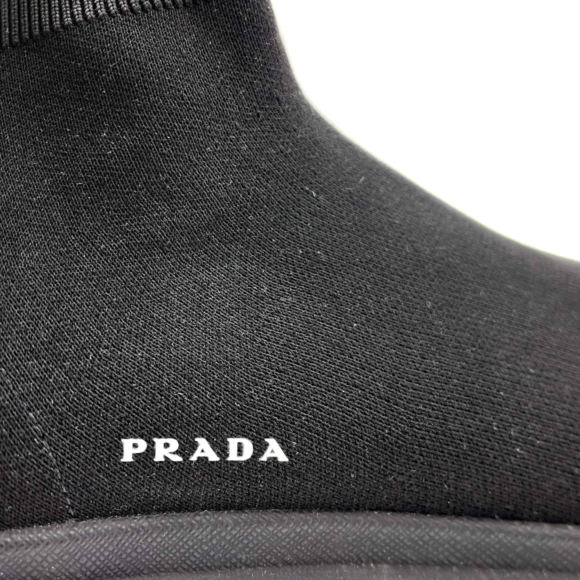 Sock-Style Fabric Platform Boots 38 Black