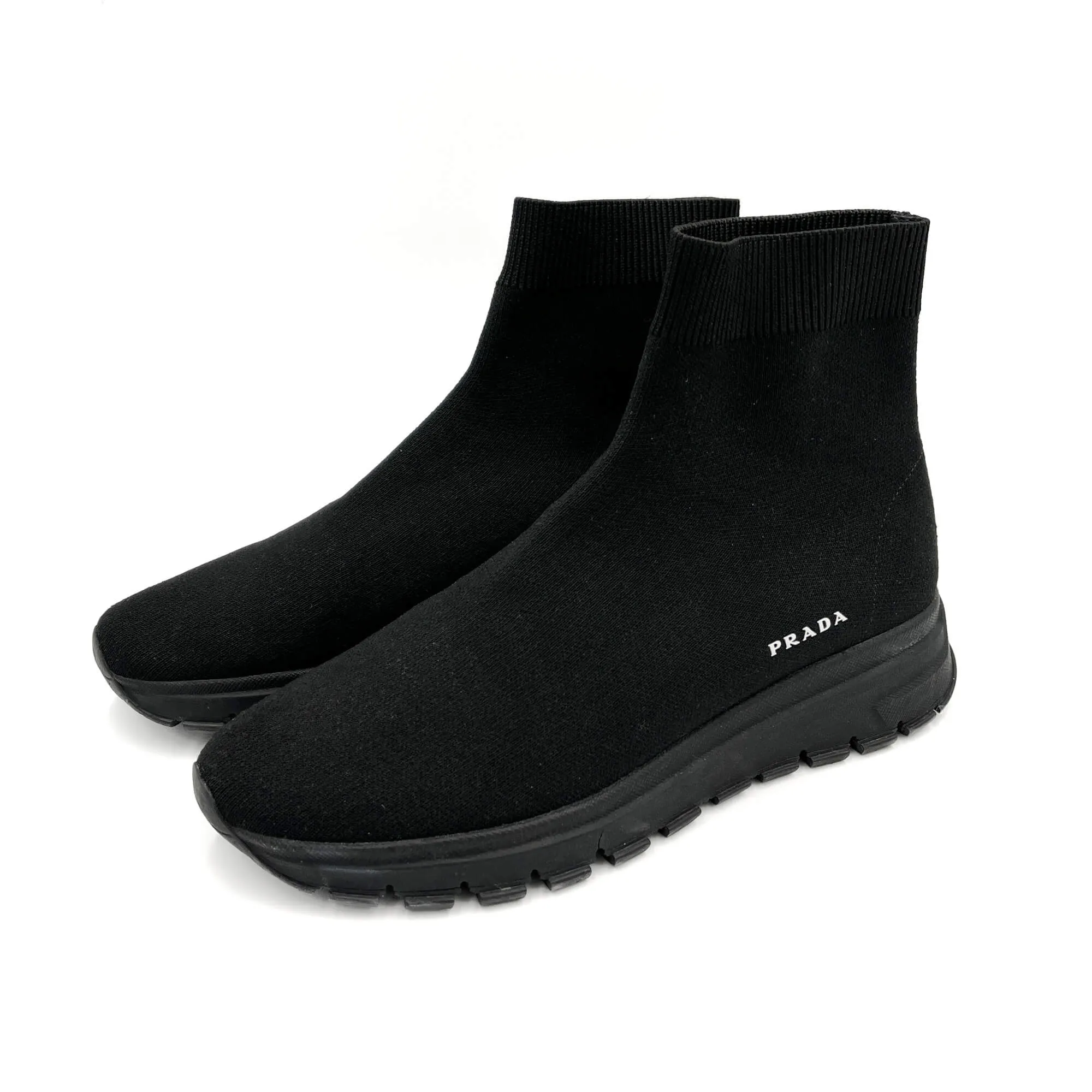 Sock-Style Fabric Platform Boots 38 Black
