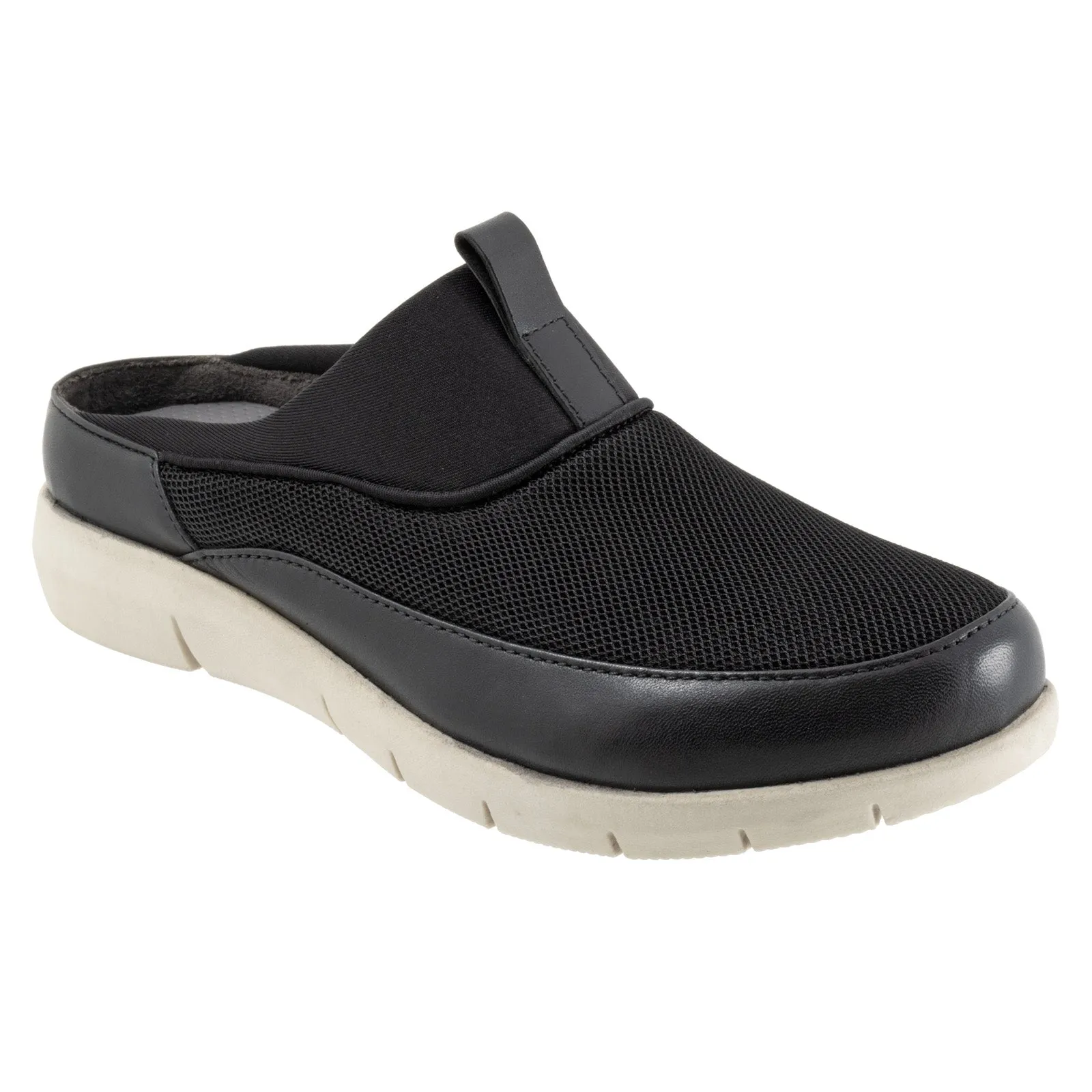 Softwalk Aberdeen Sport S2300-001 Womens Black Leather Clog Flats Shoes