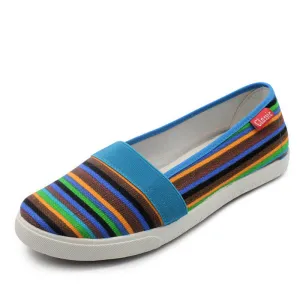 Spring Women Loafers Soft Rainbow Stripe Slip On Flats For Summer Style Canvas Shoes Woman Plus Size 35-41