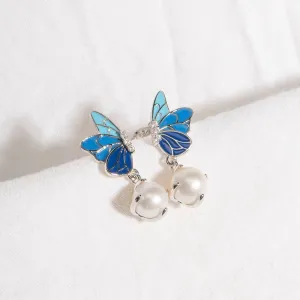SPRINKLE DASH BLUE ENAMEL EARRINGS