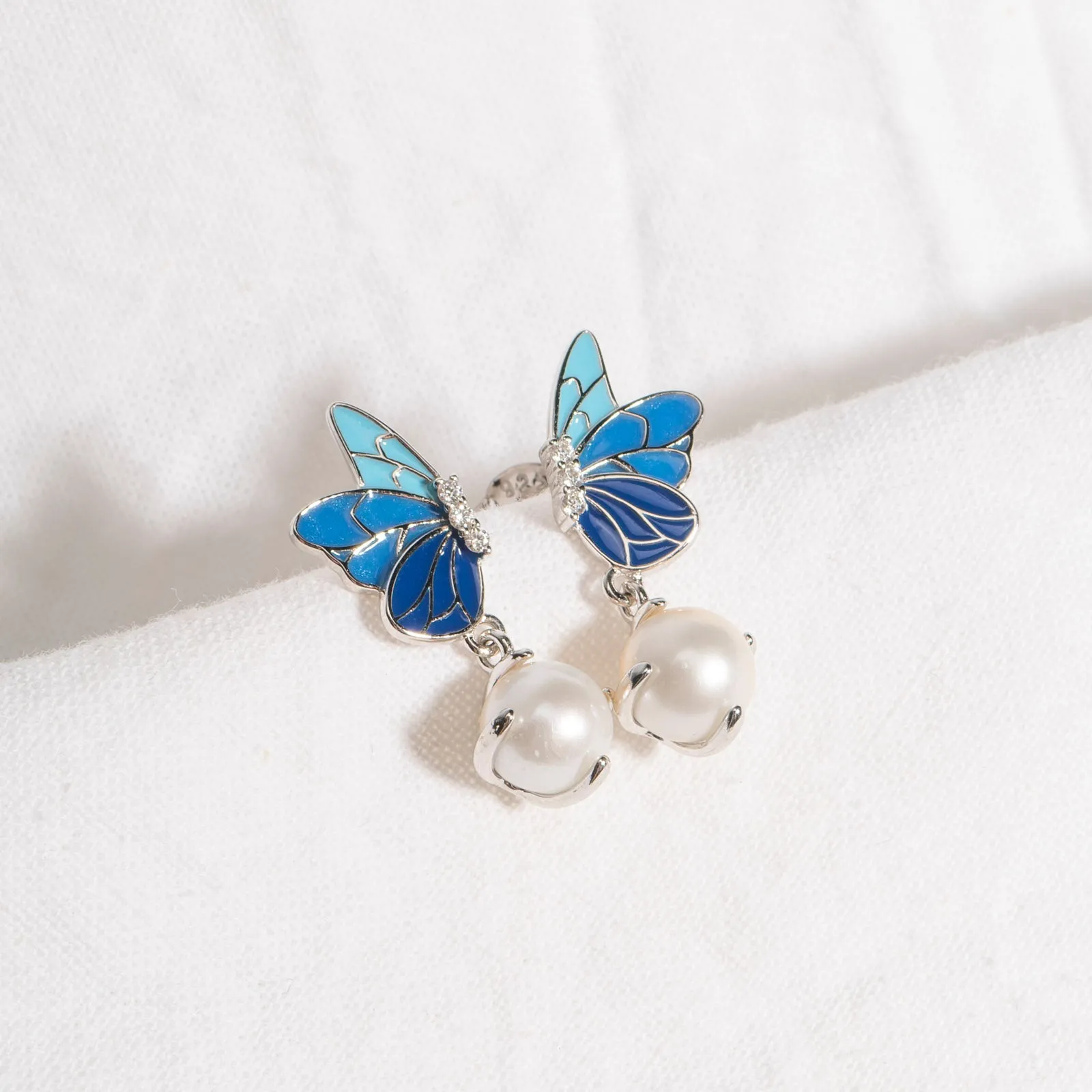 SPRINKLE DASH BLUE ENAMEL EARRINGS