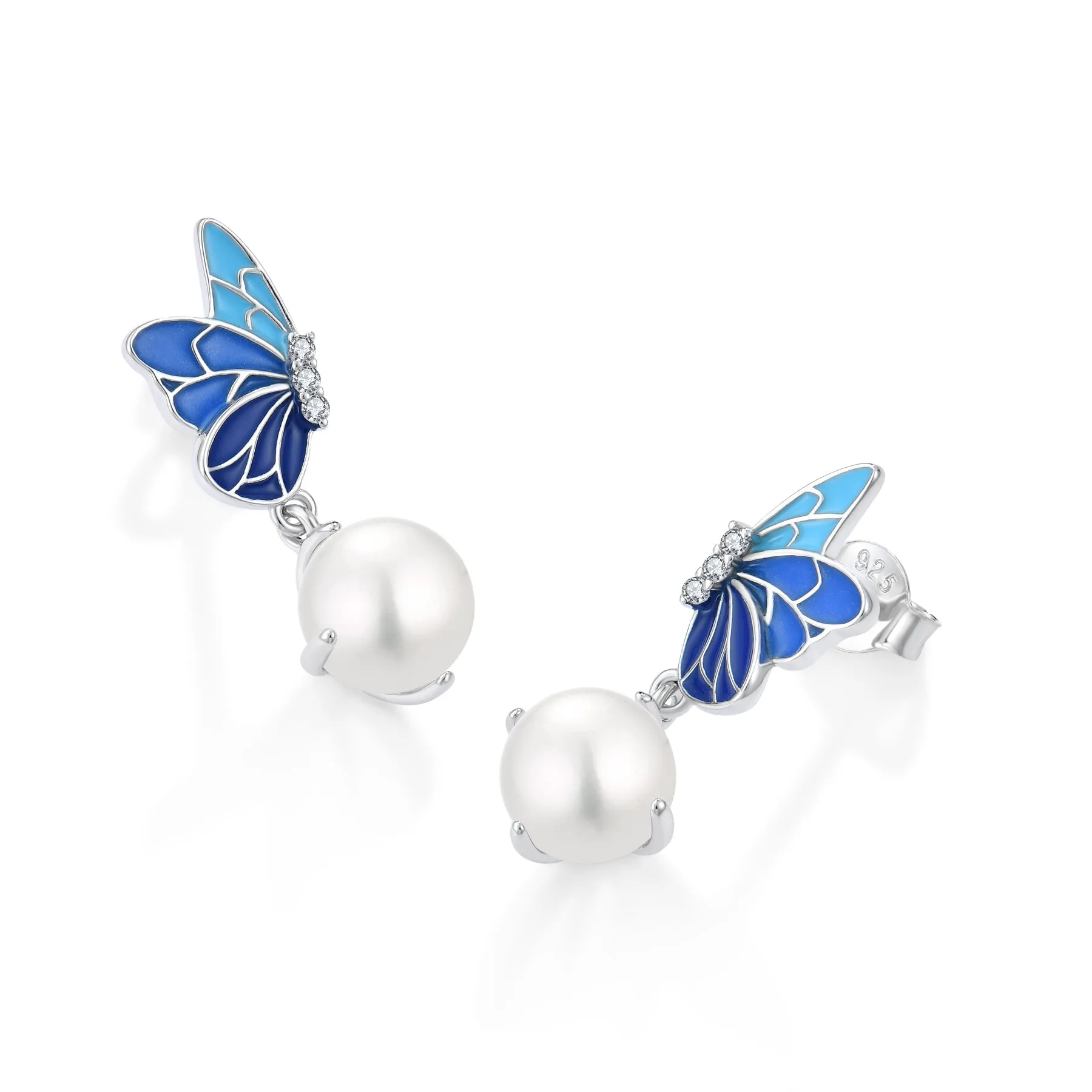 SPRINKLE DASH BLUE ENAMEL EARRINGS