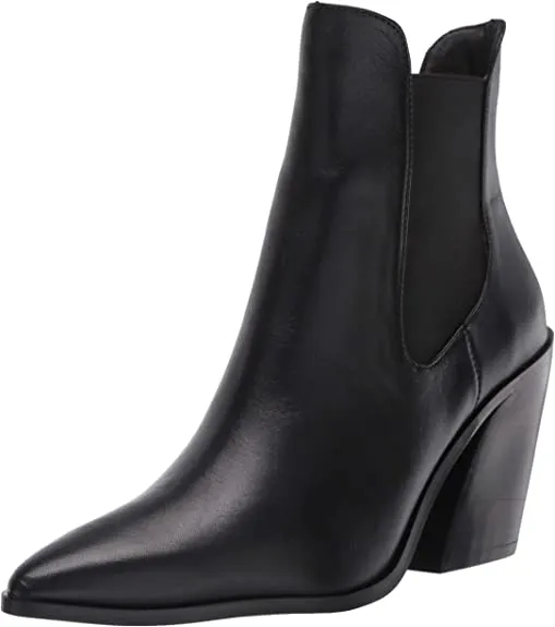 STEVEN by Steve Madden Women's GAIL Ankle Boot, Black Leather, 10 M US