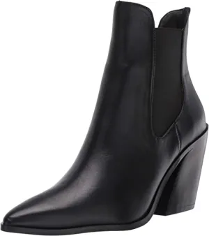 STEVEN by Steve Madden Women's GAIL Ankle Boot, Black Leather, 10 M US