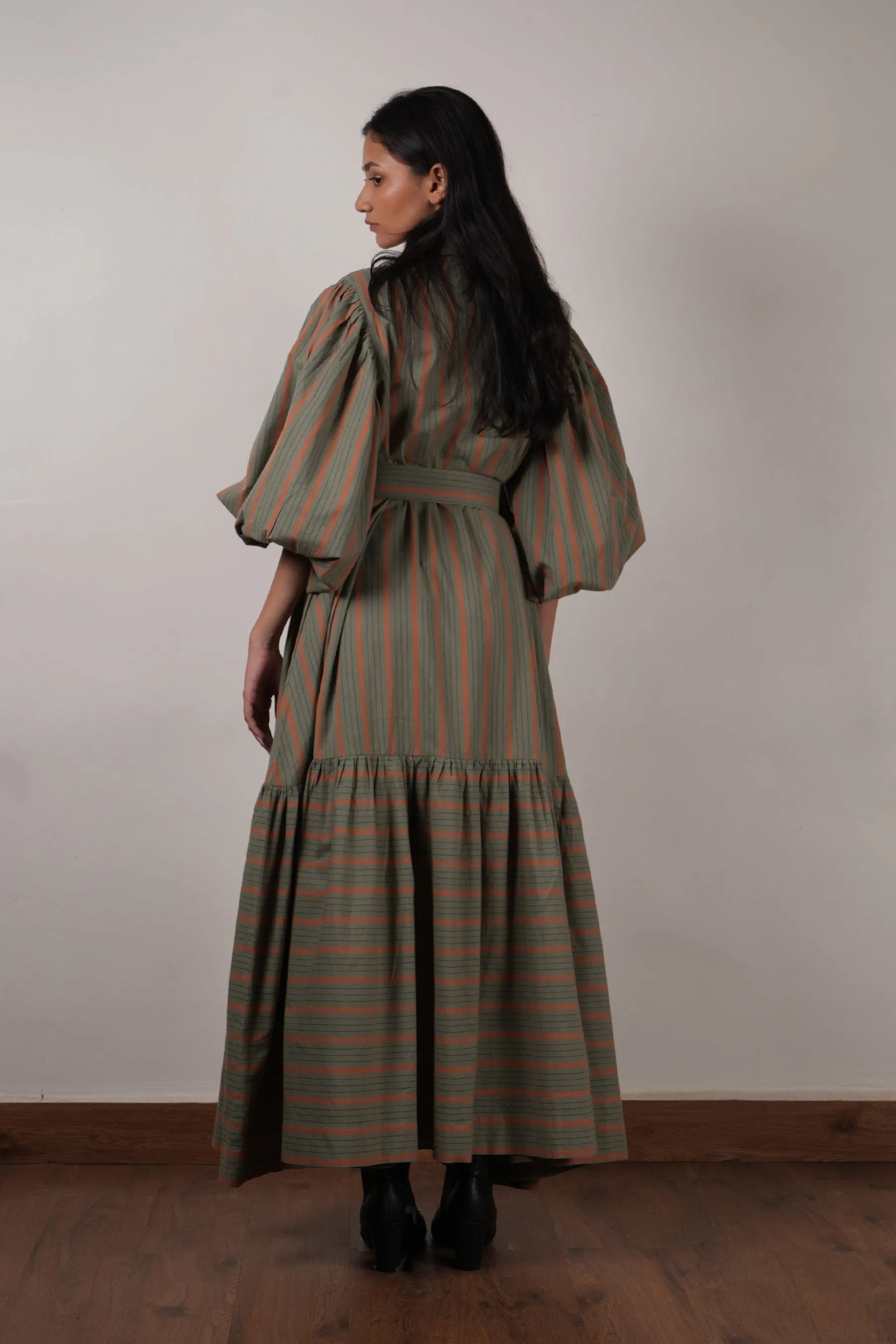 Striped Green Shirt Kaavya Dress