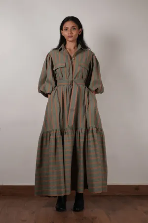 Striped Green Shirt Kaavya Dress