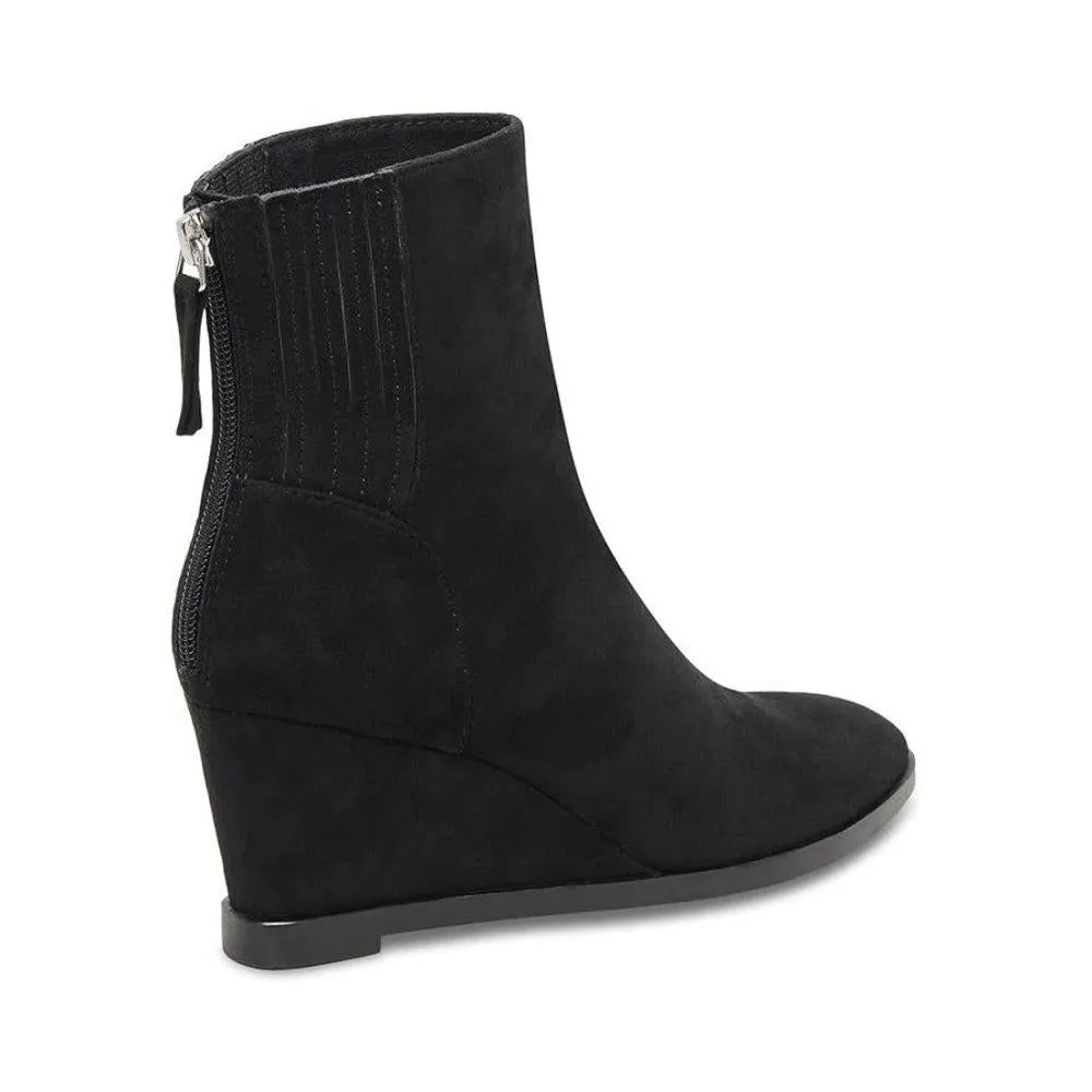 Teera Black Suede Wedge Ankle Boots