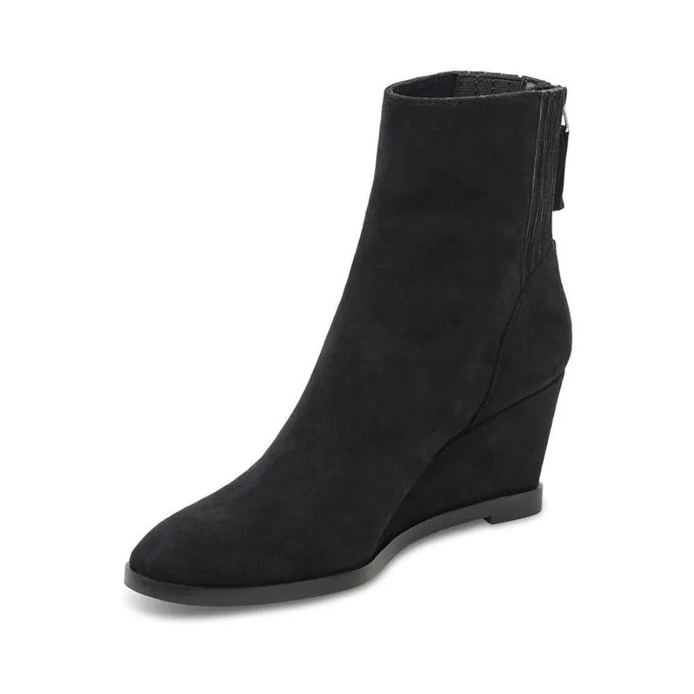 Teera Black Suede Wedge Ankle Boots