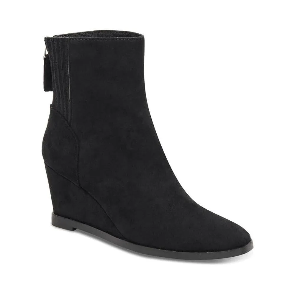 Teera Black Suede Wedge Ankle Boots