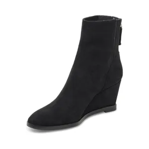 Teera Black Suede Wedge Ankle Boots