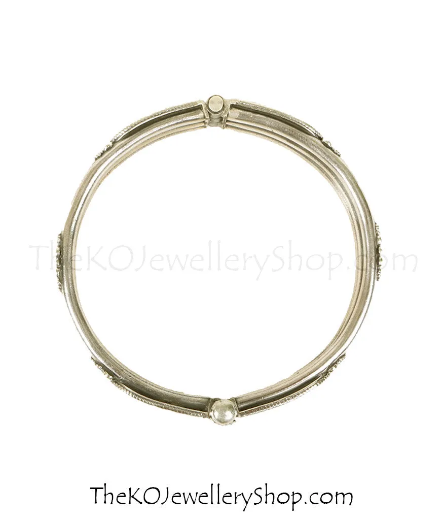 The Chirag Silver Bracelet (3 line/Size 2.6)