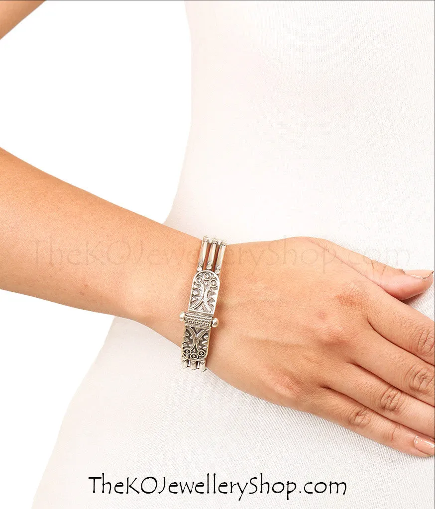 The Chirag Silver Bracelet (3 line/Size 2.6)
