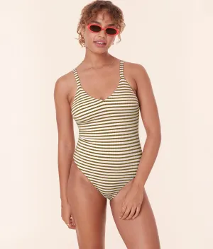 The Marco One Piece - Striped Rib - Iguana - Classic