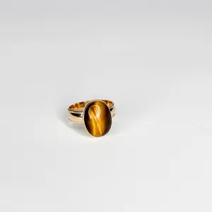 Tiger's Eye Bold Crown Ring | Size 9