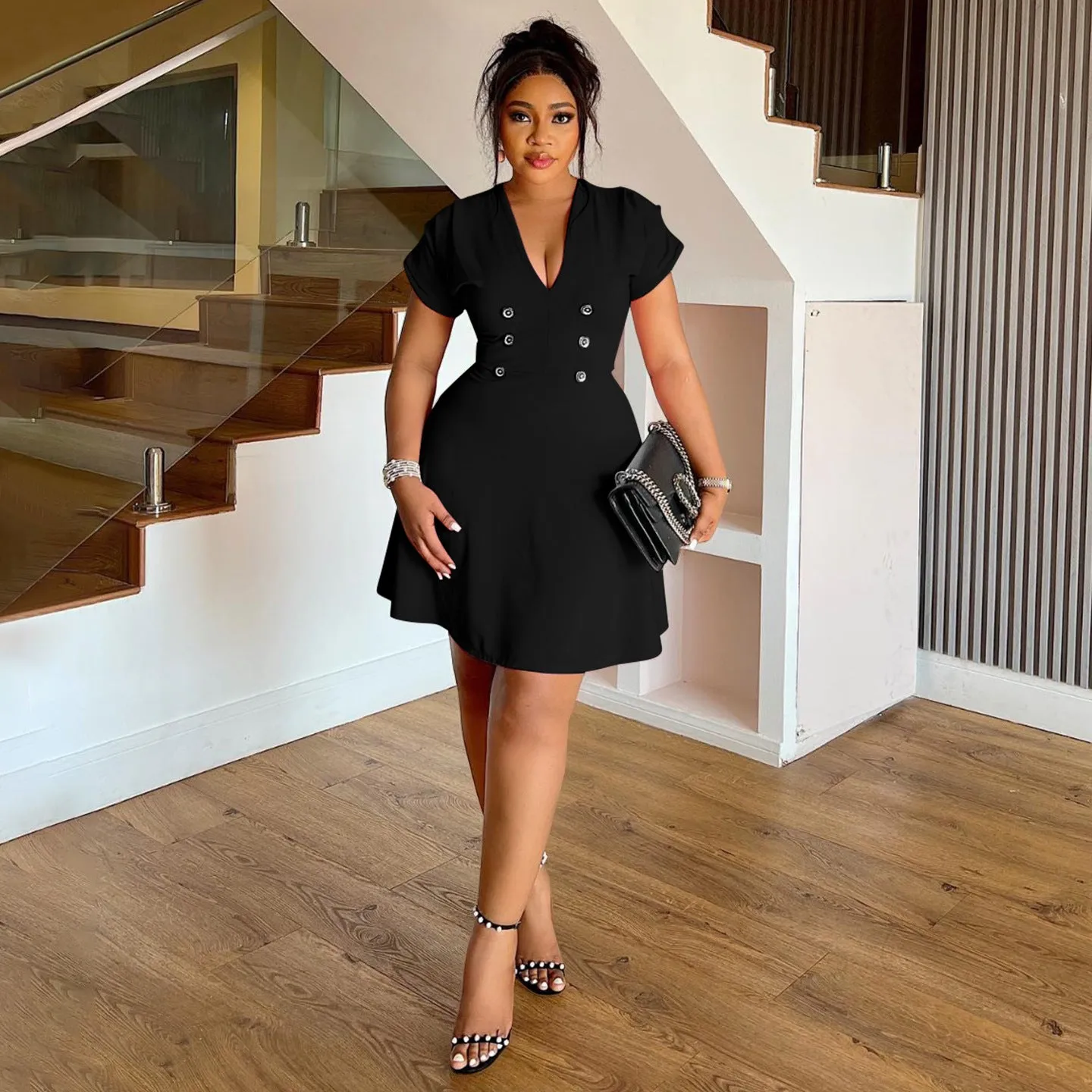 Timeless Double-Breasted Plus-Size Fit-and-Flare Dress